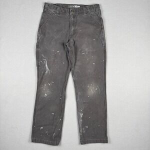 Carhartt Rugged Flex Thrashed Canvas Work Pants Brown Paint Splatter 32x32